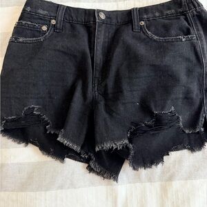 Aerie Black Frayed Jean Shorts